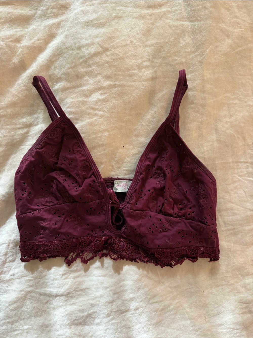 Free People Eyelet Lace Bralette in Deep Plum